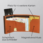 Lade das Bild in den Galerie-Viewer, 43693613285642;Scheinfach aus Echtleder;Unser Cardholder verfügt über ein elegantes Echtleder-Scheinfach und bietet Platz für bis zu vier zusätzliche Karten neben den sieben im Aluminium-Case.
